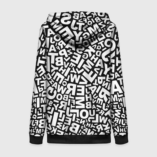 Женская толстовка на молнии Английский алфавит / 3D-Черный – фото 2