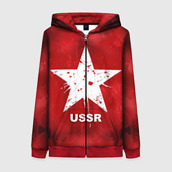 Толстовка на молнии женская USSR Star, цвет: 3D-красный