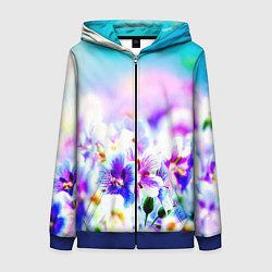 Толстовка на молнии женская Цветочное поле, цвет: 3D-синий