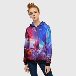 Толстовка на молнии женская Mass effect, цвет: 3D-черный — фото 2