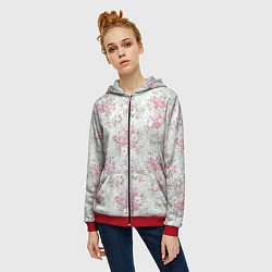 Толстовка на молнии женская Flower pattern, цвет: 3D-красный — фото 2