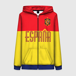 Толстовка на молнии женская Сборная Испании: Евро 2016, цвет: 3D-синий