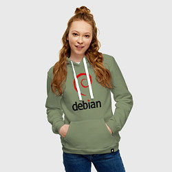 Толстовка-худи хлопковая женская Debian, цвет: авокадо — фото 2