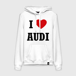 Толстовка-худи хлопковая женская I love audi, цвет: белый