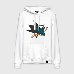 Толстовка-худи хлопковая женская San Jose Sharks, цвет: белый