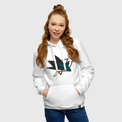 Толстовка-худи хлопковая женская San Jose Sharks, цвет: белый — фото 2