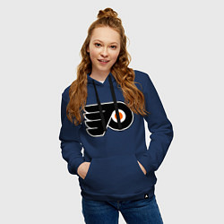 Толстовка-худи хлопковая женская Philadelphia Flyers, цвет: тёмно-синий — фото 2