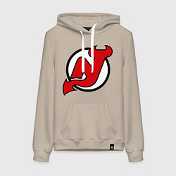Толстовка-худи хлопковая женская New Jersey Devils, цвет: миндальный