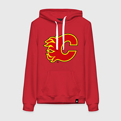 Толстовка-худи хлопковая женская Calgary Flames, цвет: красный