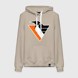 Толстовка-худи хлопковая женская Pittsburgh Penguins, цвет: миндальный