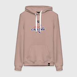 Толстовка-худи хлопковая женская Washington Capitals: Ovechkin 8, цвет: пыльно-розовый