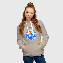 Толстовка-худи хлопковая женская Edmonton Oilers: Khabibulin 35, цвет: миндальный — фото 2
