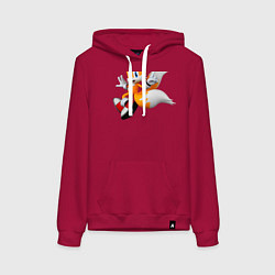 Толстовка-худи хлопковая женская Лисенок Тейлз, цвет: маджента