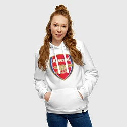 Толстовка-худи хлопковая женская Arsenal FC, цвет: белый — фото 2