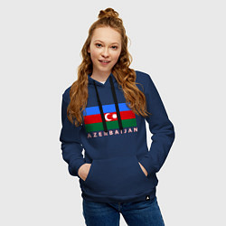 Толстовка-худи хлопковая женская Азербайджан, цвет: тёмно-синий — фото 2