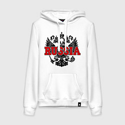 Толстовка-худи хлопковая женская Russia Coat, цвет: белый