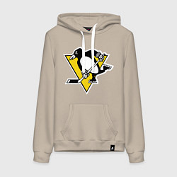 Толстовка-худи хлопковая женская Pittsburgh Penguins, цвет: миндальный