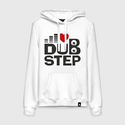 Толстовка-худи хлопковая женская Dubstep love, цвет: белый