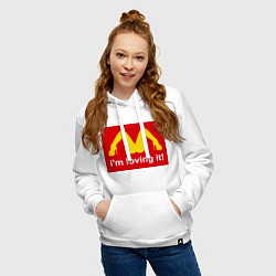 Толстовка-худи хлопковая женская Im lovin it!, цвет: белый — фото 2