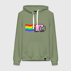 Толстовка-худи хлопковая женская Nyan Cat, цвет: авокадо