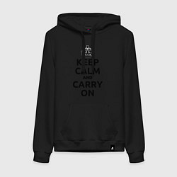 Толстовка-худи хлопковая женская Keep Calm & Carry On, цвет: черный