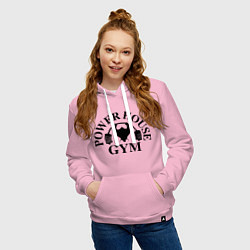 Толстовка-худи хлопковая женская Power House Gym, цвет: светло-розовый — фото 2