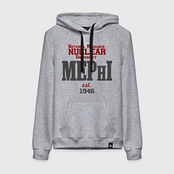 Толстовка-худи хлопковая женская MEPHI, цвет: меланж