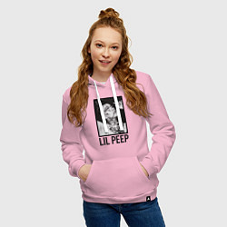 Толстовка-худи хлопковая женская Lil Peep: Black Style, цвет: светло-розовый — фото 2