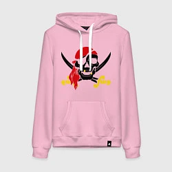 Толстовка-худи хлопковая женская Пиратская футболка, цвет: светло-розовый