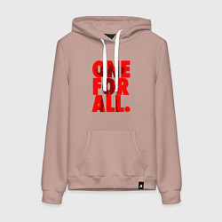 Толстовка-худи хлопковая женская Один за всех, цвет: пыльно-розовый