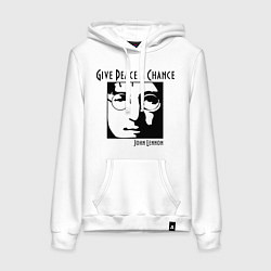 Толстовка-худи хлопковая женская Give Peace a Chance, цвет: белый