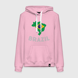 Толстовка-худи хлопковая женская Brazil Country, цвет: светло-розовый