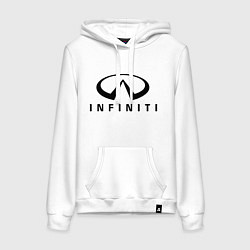 Толстовка-худи хлопковая женская Infiniti logo, цвет: белый