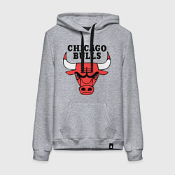 Толстовка-худи хлопковая женская Chicago Bulls цвета меланж — фото 1
