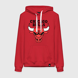 Толстовка-худи хлопковая женская Chicago Bulls, цвет: красный