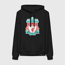 Толстовка-худи хлопковая женская Liverpool FC, цвет: черный