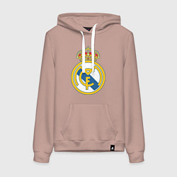 Толстовка-худи хлопковая женская Real Madrid FC, цвет: пыльно-розовый
