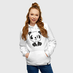 Толстовка-худи хлопковая женская Малыш панда, цвет: белый — фото 2
