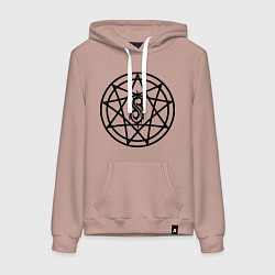 Толстовка-худи хлопковая женская Slipknot Pentagram, цвет: пыльно-розовый