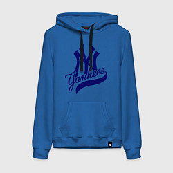 Толстовка-худи хлопковая женская NY - Yankees, цвет: синий
