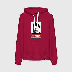 Толстовка-худи хлопковая женская BOOM: Kim Chen Eun, цвет: маджента