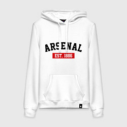 Толстовка-худи хлопковая женская FC Arsenal Est. 1886, цвет: белый