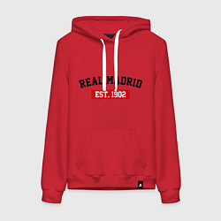 Толстовка-худи хлопковая женская FC Real Madrid Est. 1902, цвет: красный