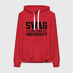 Толстовка-худи хлопковая женская Swag University, цвет: красный