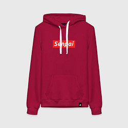 Толстовка-худи хлопковая женская Senpai Supreme, цвет: маджента