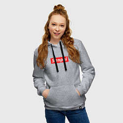 Толстовка-худи хлопковая женская Senpai Supreme, цвет: меланж — фото 2