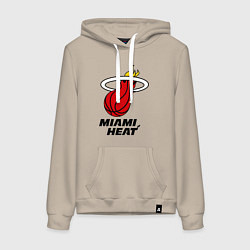 Толстовка-худи хлопковая женская Miami Heat-logo, цвет: миндальный
