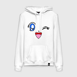 Толстовка-худи хлопковая женская Сейлор Мун подмигивает, цвет: белый