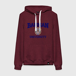 Толстовка-худи хлопковая женская BAUMAN University, цвет: меланж-бордовый