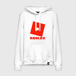 Толстовка-худи хлопковая женская Roblox Logo, цвет: белый